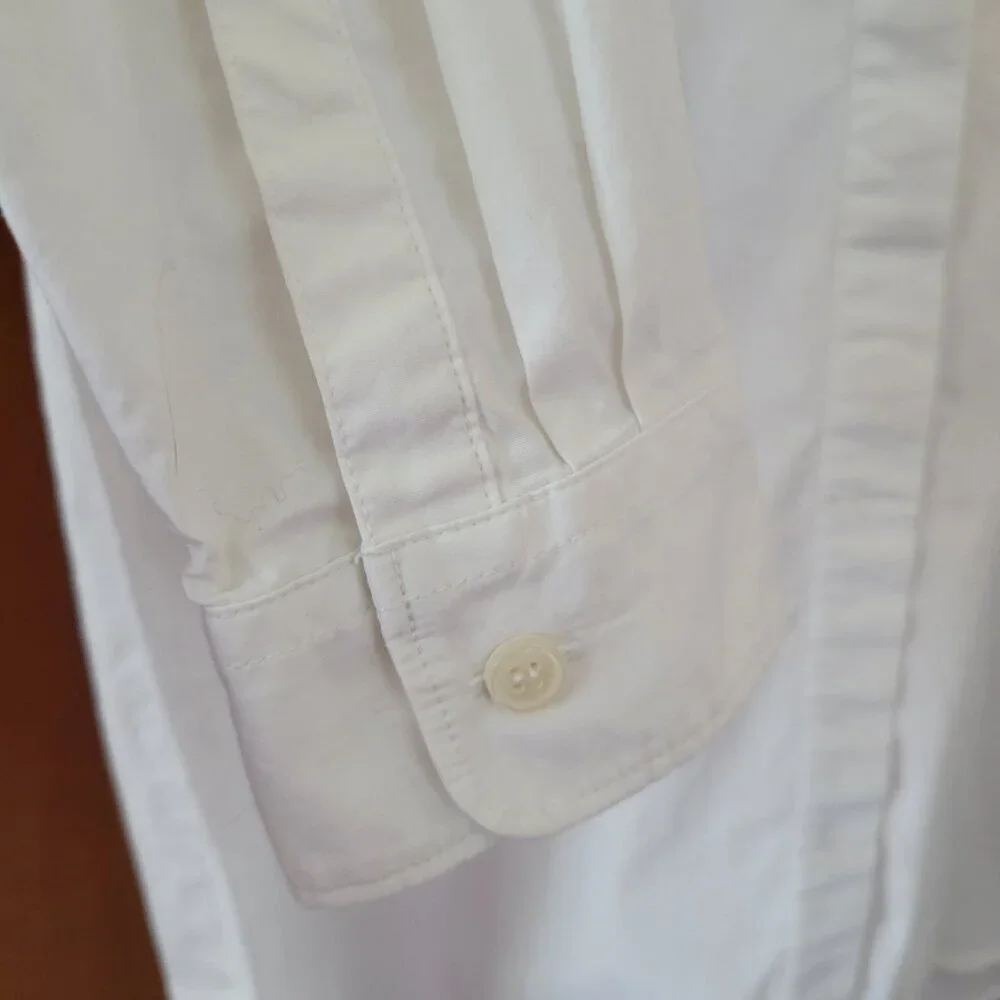 J. Crew Dress Cover Up White Long Sleeves Med. button up casual crisp beach EUC
